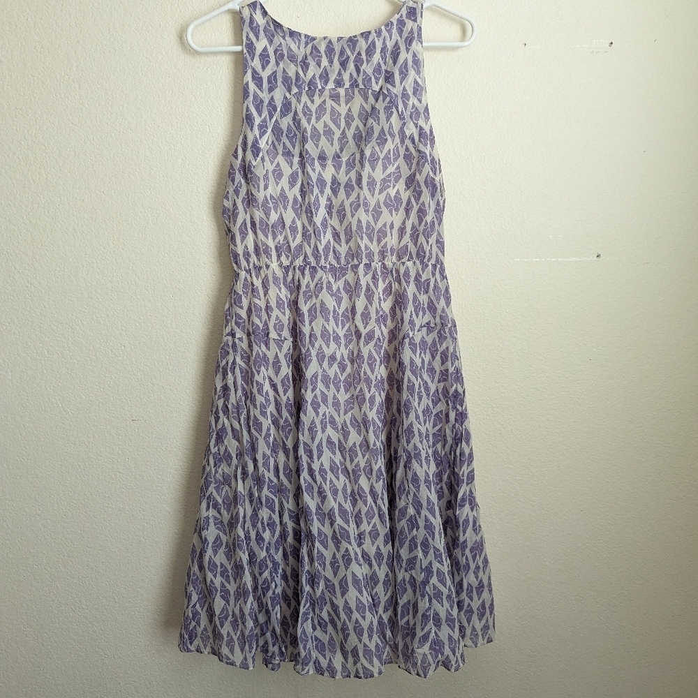Anthropologie Lavender Printed Sleeveless Midi Dress - Picture 3 of 7